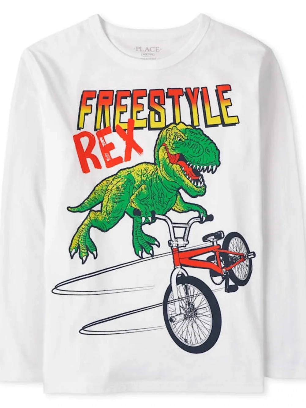 The Children's Place White Long-Sleeve 'Freestyle Rex' Graphic Tee size MD New
